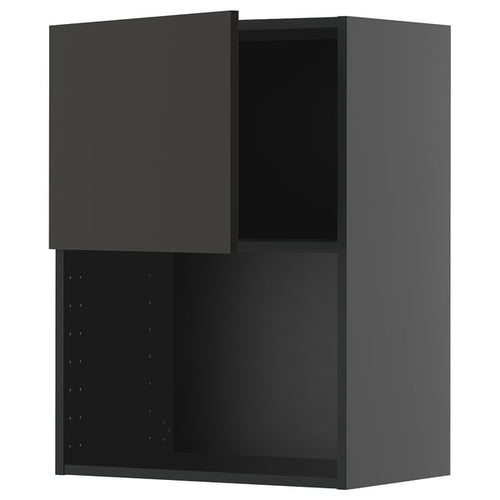 METOD Microwave oven wall unit, black-grey/Nickebo anthracite matt, 60x80 cm