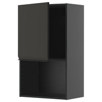 METOD wall cabinet for microwave oven, black-grey/Upplöv matt anthracite, 60x100 cm