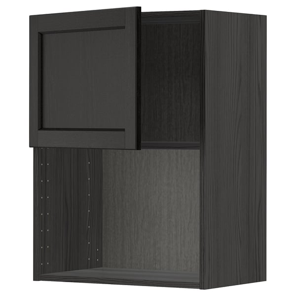 METOD - METOD Wall cabinet for microwave oven, black/Lerhyttan black stained, 60x80 cm