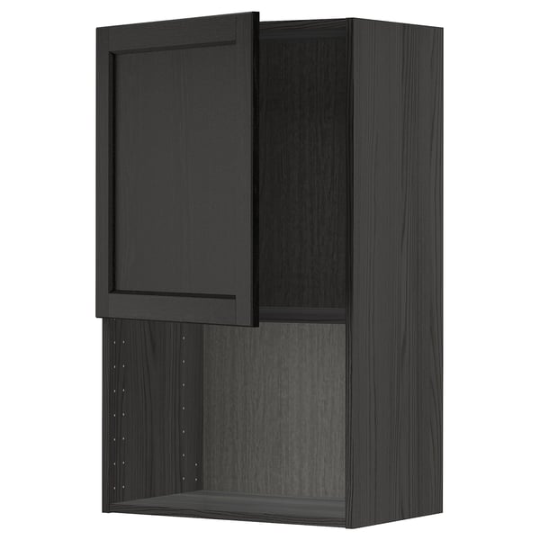 METOD - METOD Wall cabinet for microwave oven, black/Lerhyttan black stained, 60x100 cm