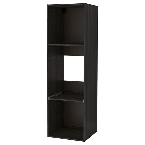 METOD high cabinet frame for fridge/oven, wood effect black, 60x60x200 cm