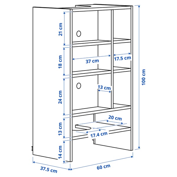 METOD wall cabinet f b-in extractor hood, white, 60x37x100 cm