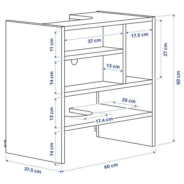 Ikea METOD - Wall cb frm f b-in extractor hood, white, 60x37x60 cm