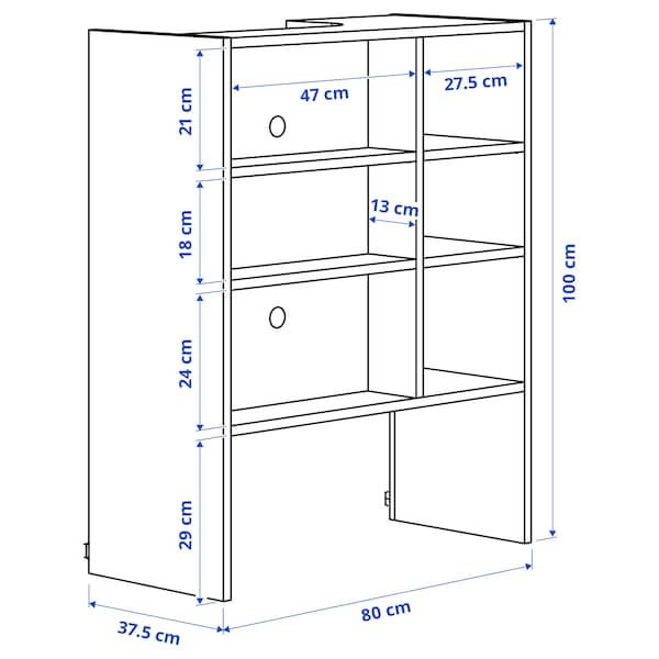 Ikea METOD - Wall cb frm f b-in extractor hood, white, 80x37x100 cm
