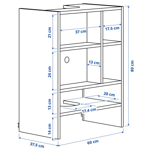 METOD wall cabinet f b-in extractor hood, black-grey, 60x37x80 cm