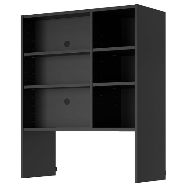 METOD wall cabinet f b-in extractor hood, black-grey, 80x37x100 cm