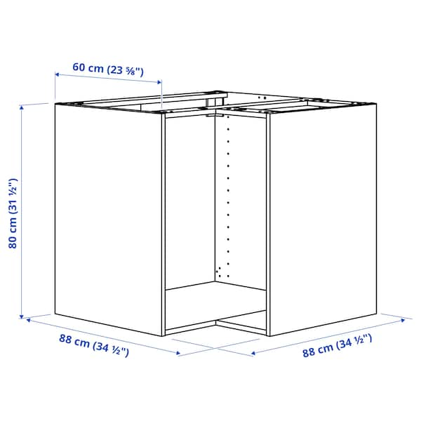 METOD - Corner base cabinet frame, white, 88x60x80 cm