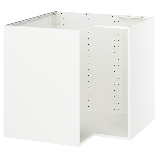 METOD - Structure for corner base cabinet, white, 88x60x80 cm - Depth without suspension rail: 86.5 cm Depth with suspension rail: 87.5 cm Width: 87.5 cm System depth: 60.0 cm Depth: 58.8 cm Height: 80.0 cm.