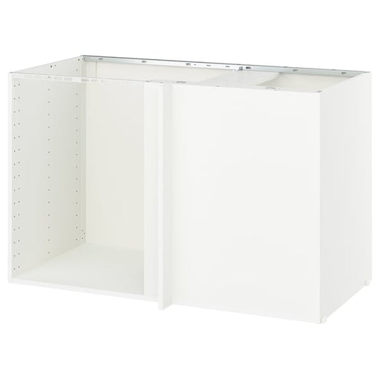 METOD - Structure for corner base cabinet, white, 128x60x80 cm - Depth without suspension rail: 66.5 cm Depth with suspension rail: 67.5 cm Width: 127.5 cm System depth: 60.0 cm Depth: 67.5 cm Height: 80.0 cm.