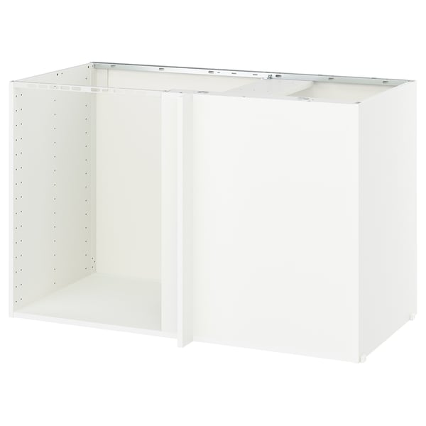 METOD - Structure for corner base cabinet, white, 128x60x80 cm - Depth without suspension rail: 66.5 cm Depth with suspension rail: 67.5 cm Width: 127.5 cm System depth: 60.0 cm Depth: 67.5 cm Height: 80.0 cm.