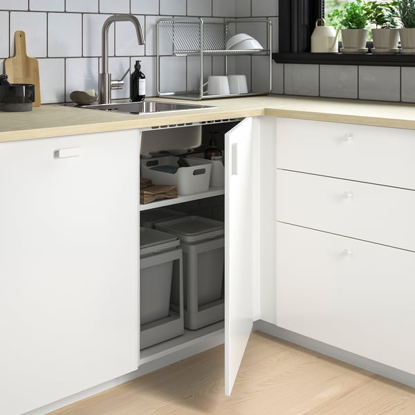 METOD corner base cabinet, white, 128x60x80 cm