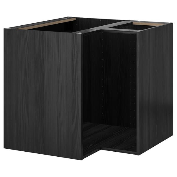 METOD corner base cabinet frame, wood effect black, 88x60x80 cm