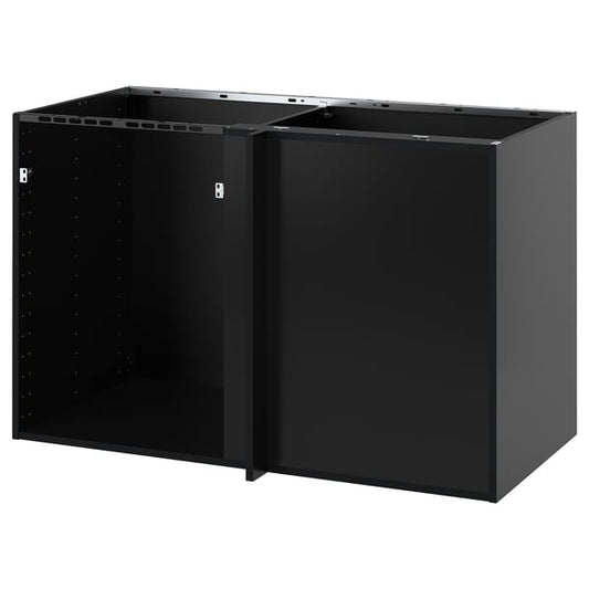 METOD - METOD Corner base cabinet frame, black-grey, 128x60x80 cm