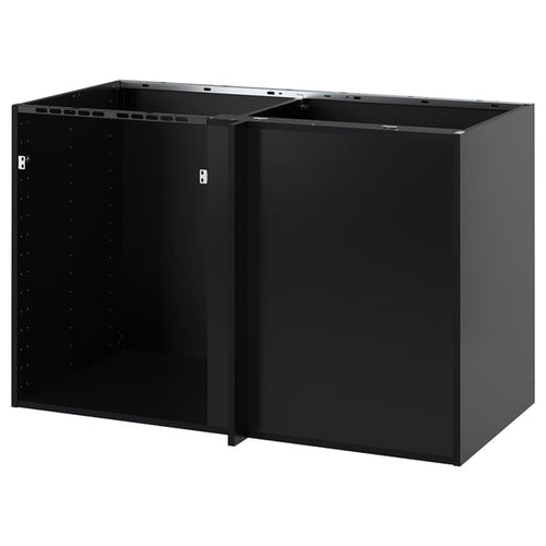 METOD - METOD Corner base cabinet frame, black-grey, 128x60x80 cm