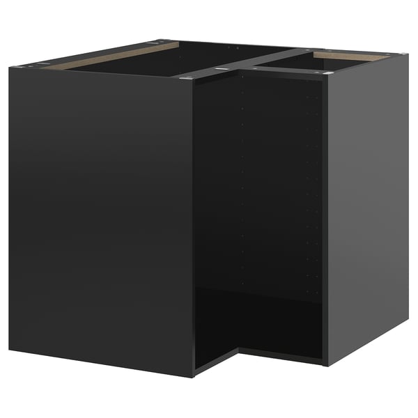 METOD corner base cabinet, black-grey, 88x60x80 cm