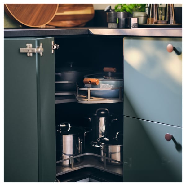 METOD corner base cabinet, black-grey, 88x60x80 cm
