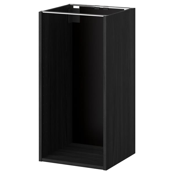 METOD base cabinet frame, wood effect black, 40x37x80 cm