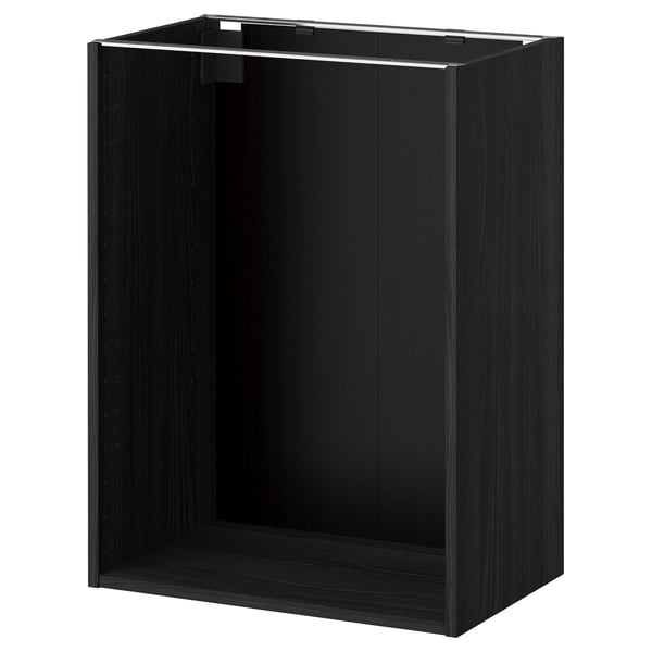 METOD base cabinet frame, wood effect black, 60x37x80 cm