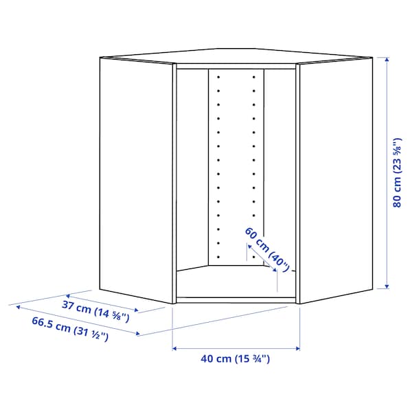 METOD corner wall cabinet, white, 68x37x80 cm