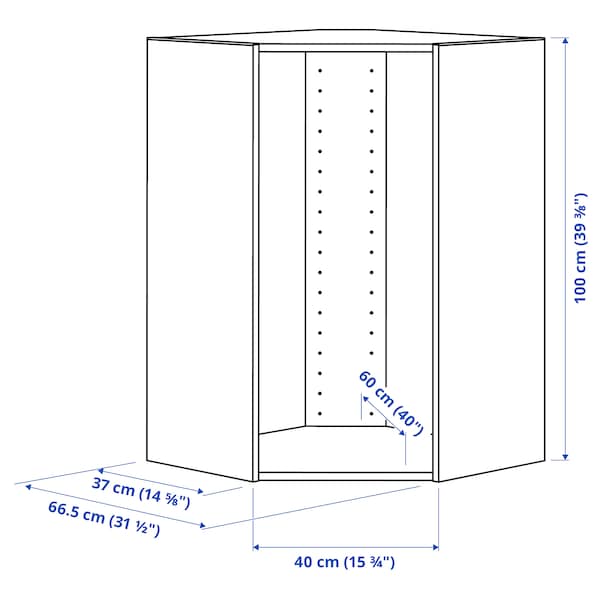 METOD corner wall cabinet, white, 68x37x100 cm