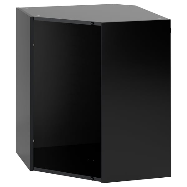 METOD corner wall cabinet, black-grey, 68x37x80 cm