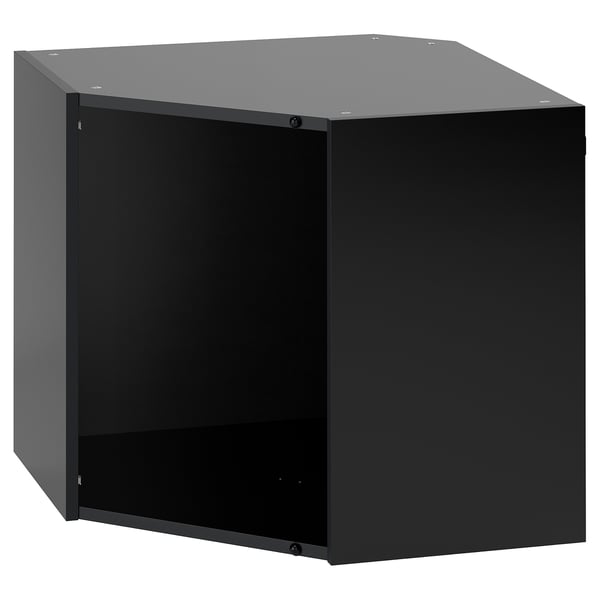 METOD corner wall cabinet, black-grey, 68x37x60 cm