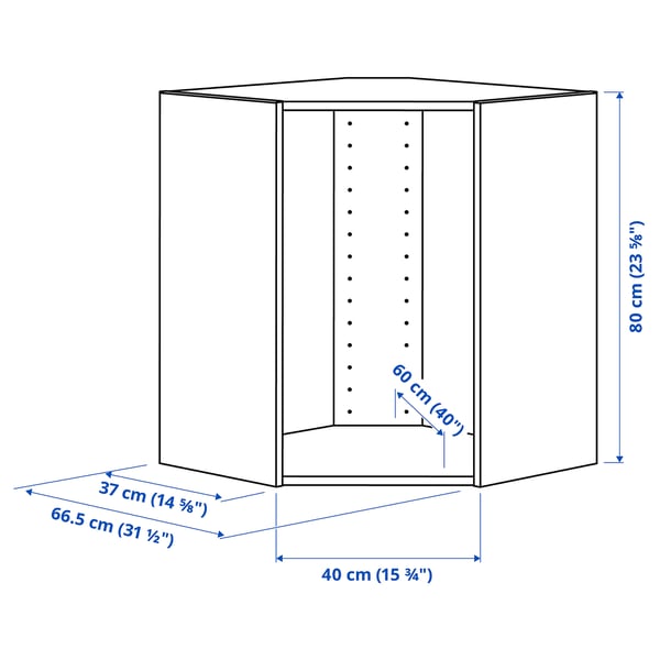 METOD corner wall cabinet frame, black-grey, 68x37x80 cm