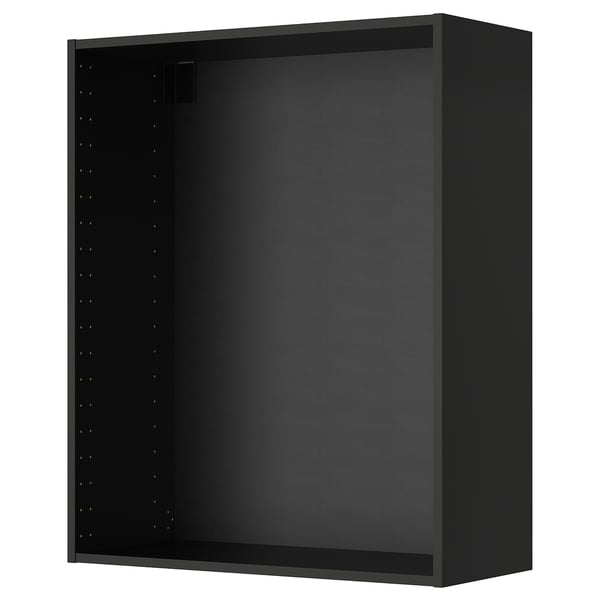METOD wall cabinet, black-grey, 80x37x100 cm