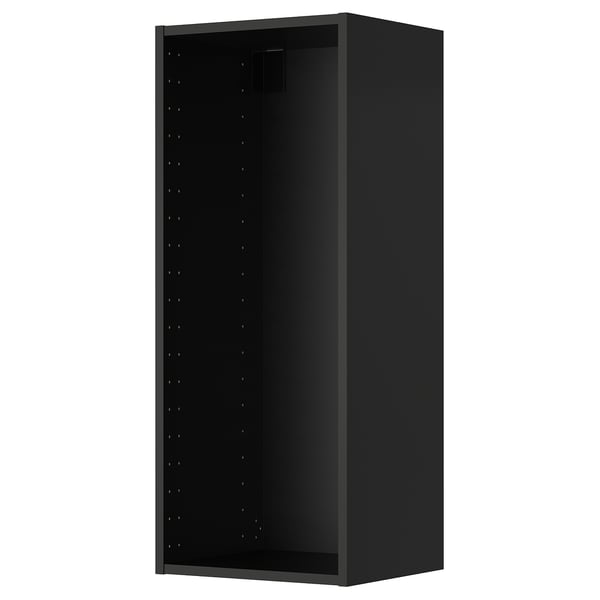 METOD wall cabinet, black-grey, 40x37x100 cm
