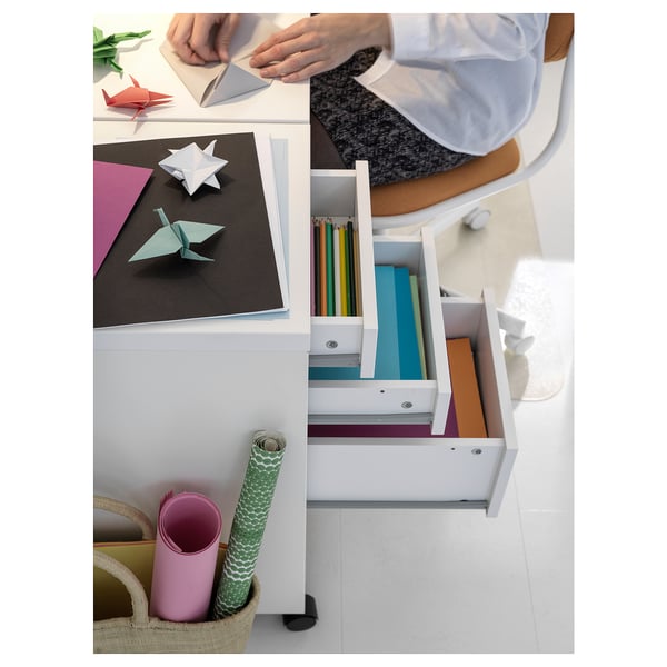 MICKE drawer unit on castors, white, 35x75 cm