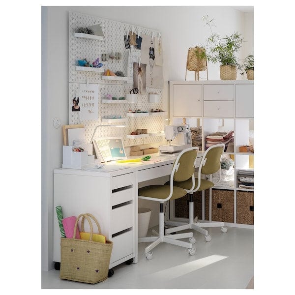 Ikea MICKE Chest of drawers with wheels - white 35x75 cm , 35x75 cm