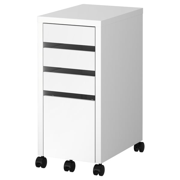 MICKE drawer unit with drop-file storage, white, 35x75 cm