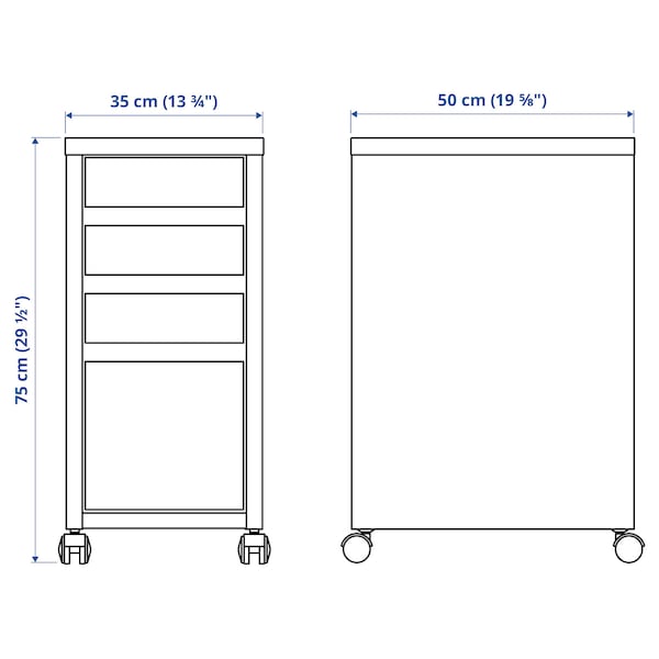 MICKE - Drawer unit with drop-file storage, white, 35x75 cm