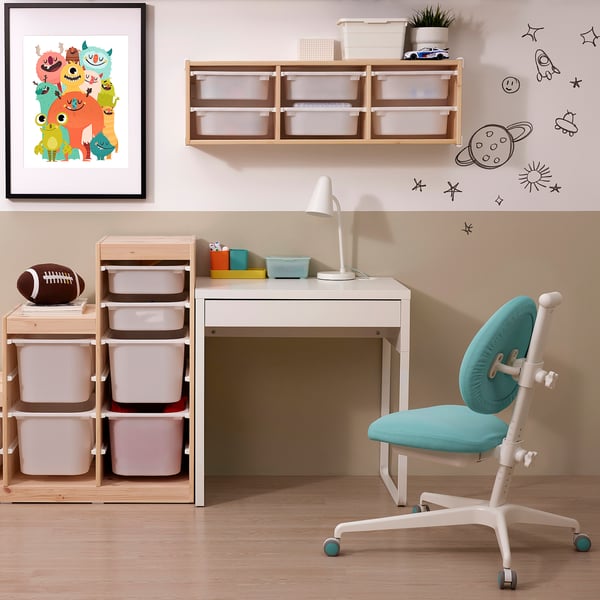MICKE / DAGNAR desk and chair, white/turquoise