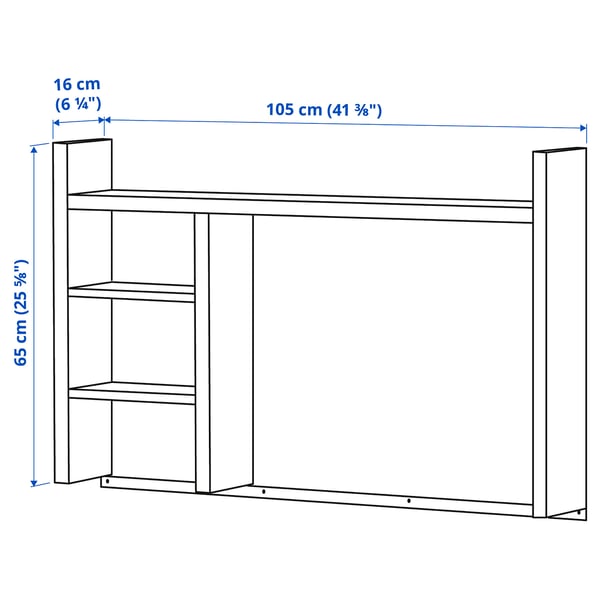 MICKE add-on unit high, black-brown, 105x65 cm