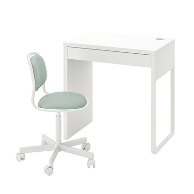 MICKE/ÖRFJÄLL - Desk and chair, white/light green