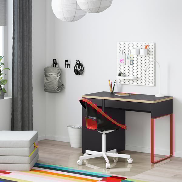 MICKE - MICKE Desk, anthracite/red, 105x50 cm