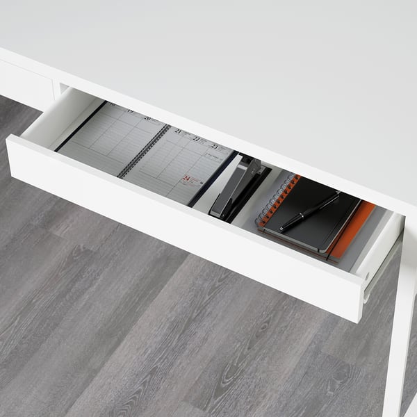 MICKE desk, white, 142x50 cm