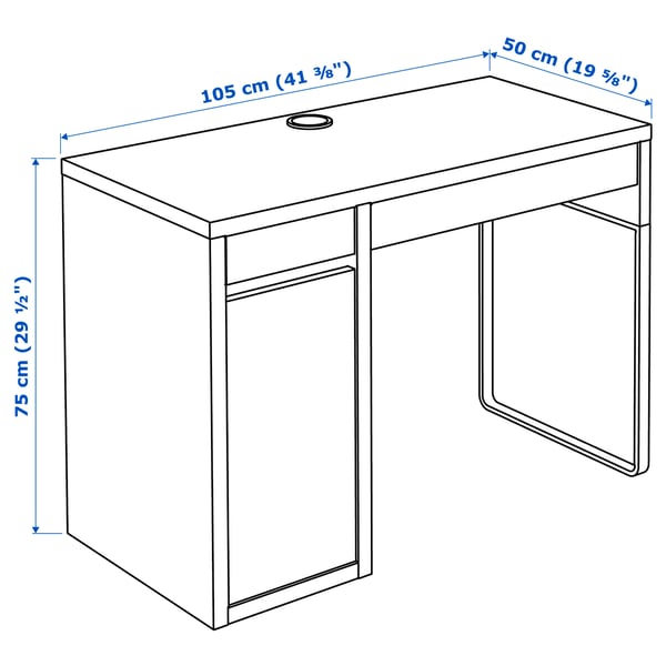 MICKE desk, white stained oak effect, 105x50 cm