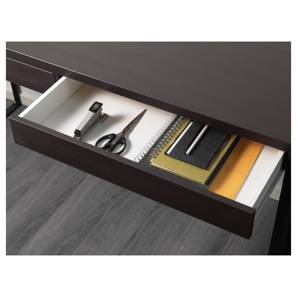 MICKE desk, black-brown, 142x50 cm