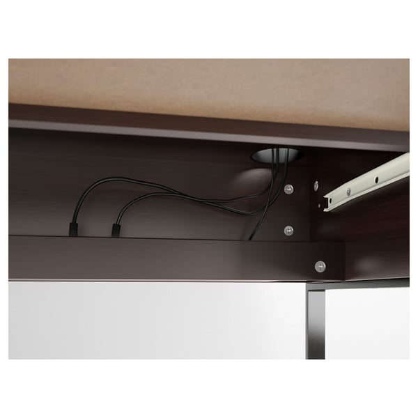 MICKE desk, black-brown, 142x50 cm