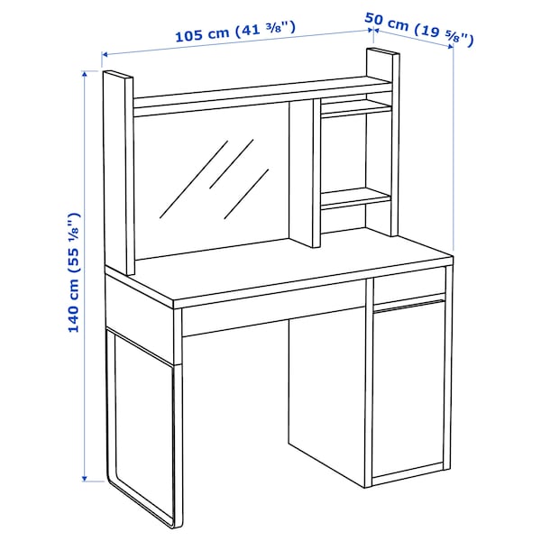 MICKE - Desk, black-brown, 105x50 cm