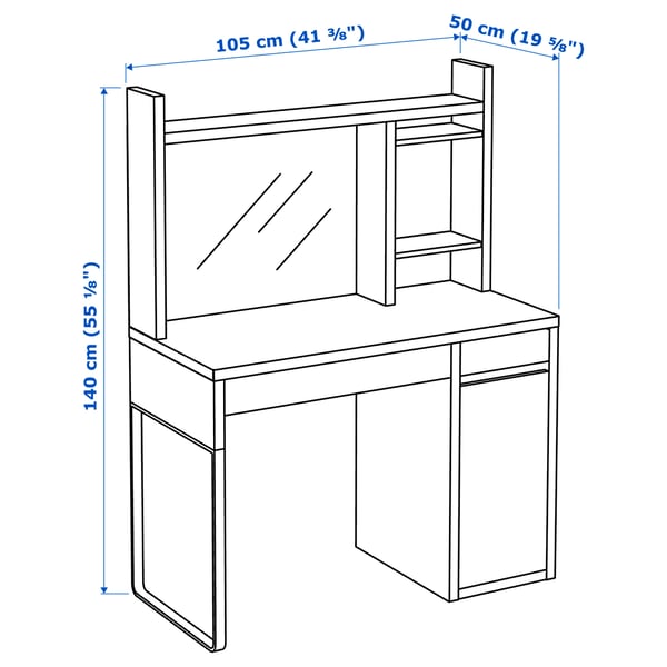 MICKE desk, black-brown, 105x50 cm