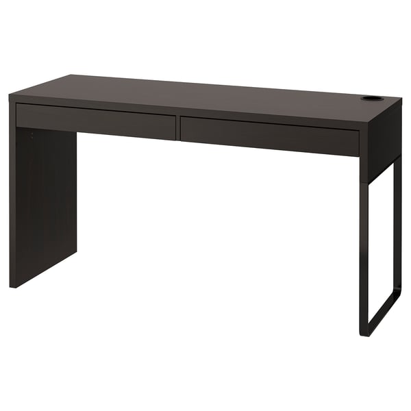 MICKE desk, black-brown, 142x50 cm