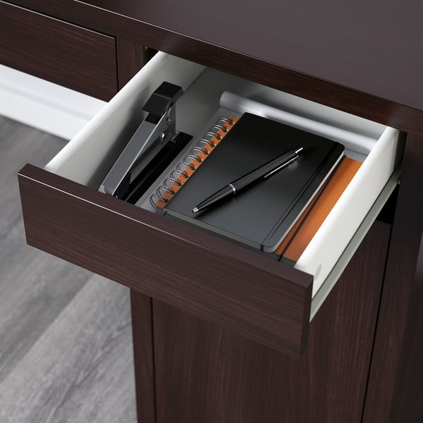 MICKE desk, black-brown, 105x50 cm