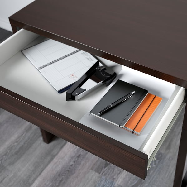 MICKE desk, black-brown, 73x50 cm