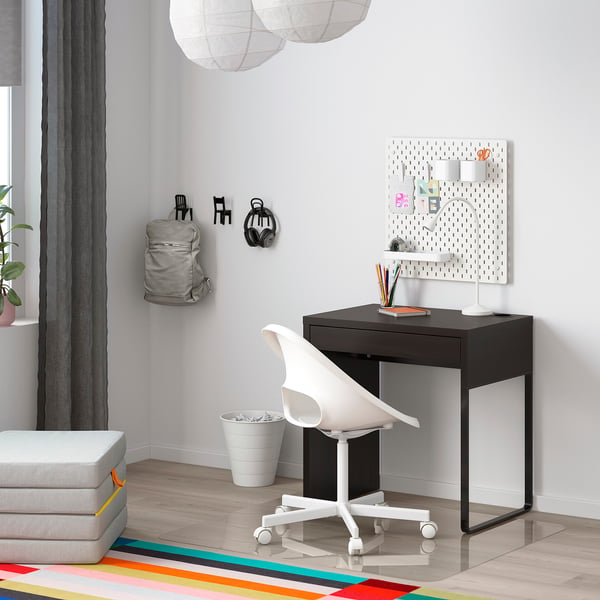 MICKE desk, black-brown, 73x50 cm