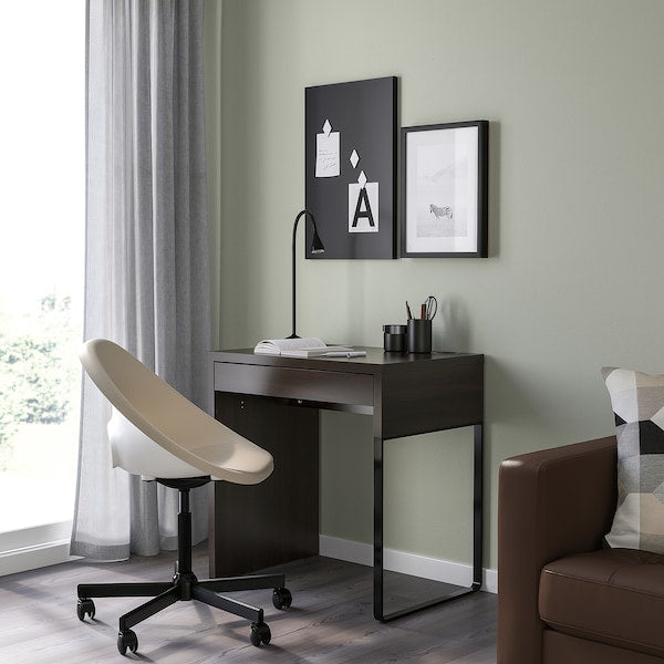 MICKE - Desk, black-brown, 73x50 cm