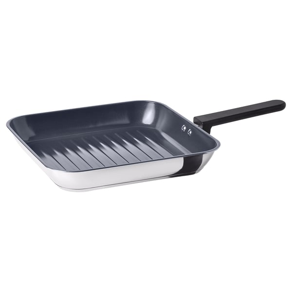 MIDDAGSMAT grill pan, non-stick coating/stainless steel, 28x28 cm
