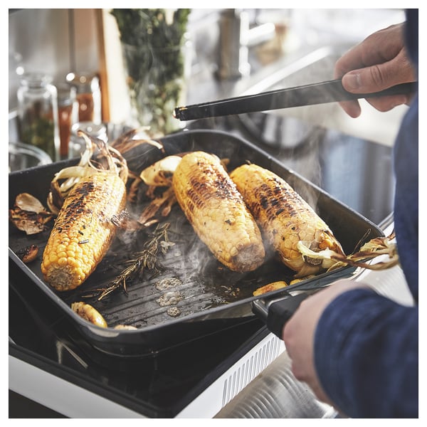MIDDAGSMAT grill pan, non-stick coating/stainless steel, 28x28 cm